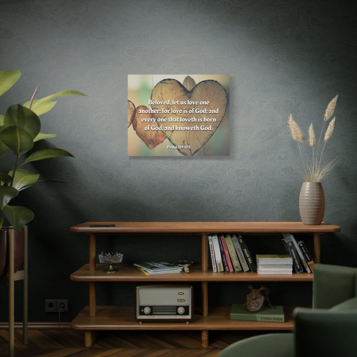 Scripture Canvas Love One Another 1 John 4:7 Christian Wall Art Bible Verse Print Ready to Hang