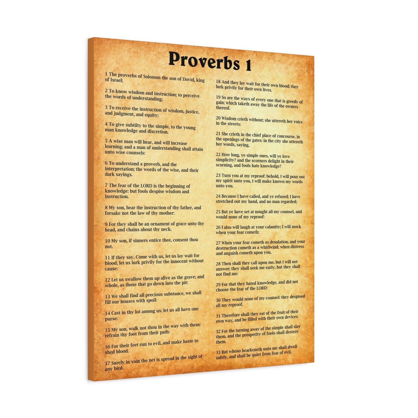 Scripture Walls Proverbs Chapter 1 Gold Bible Canvas Christian Wall Art Ready to Hang Unframed