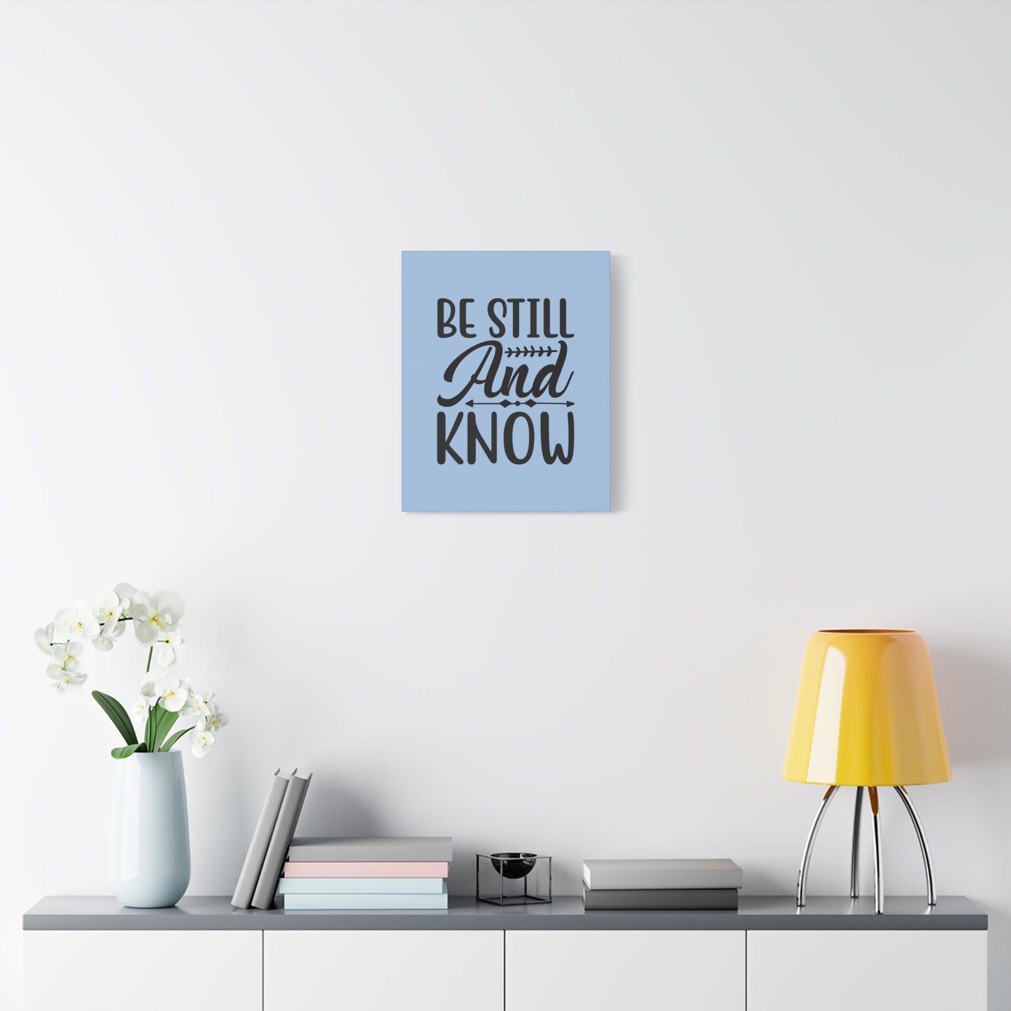 Scripture Walls Be Still And Know Light Blue Sky Psalm 46:10 Bible Verse Canvas Christian Wall Art Ready to Hang