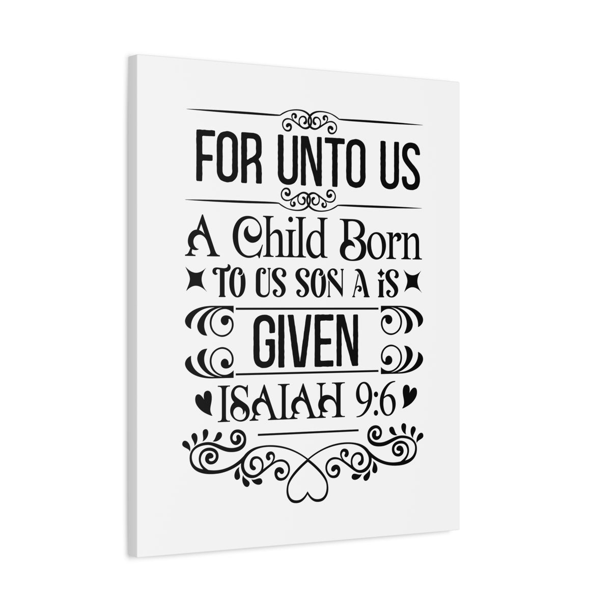 Scripture Walls For Unto Us Isaiah 9:6 Bible Verse Canvas Christian Wall Art Ready to Hang Unframed
