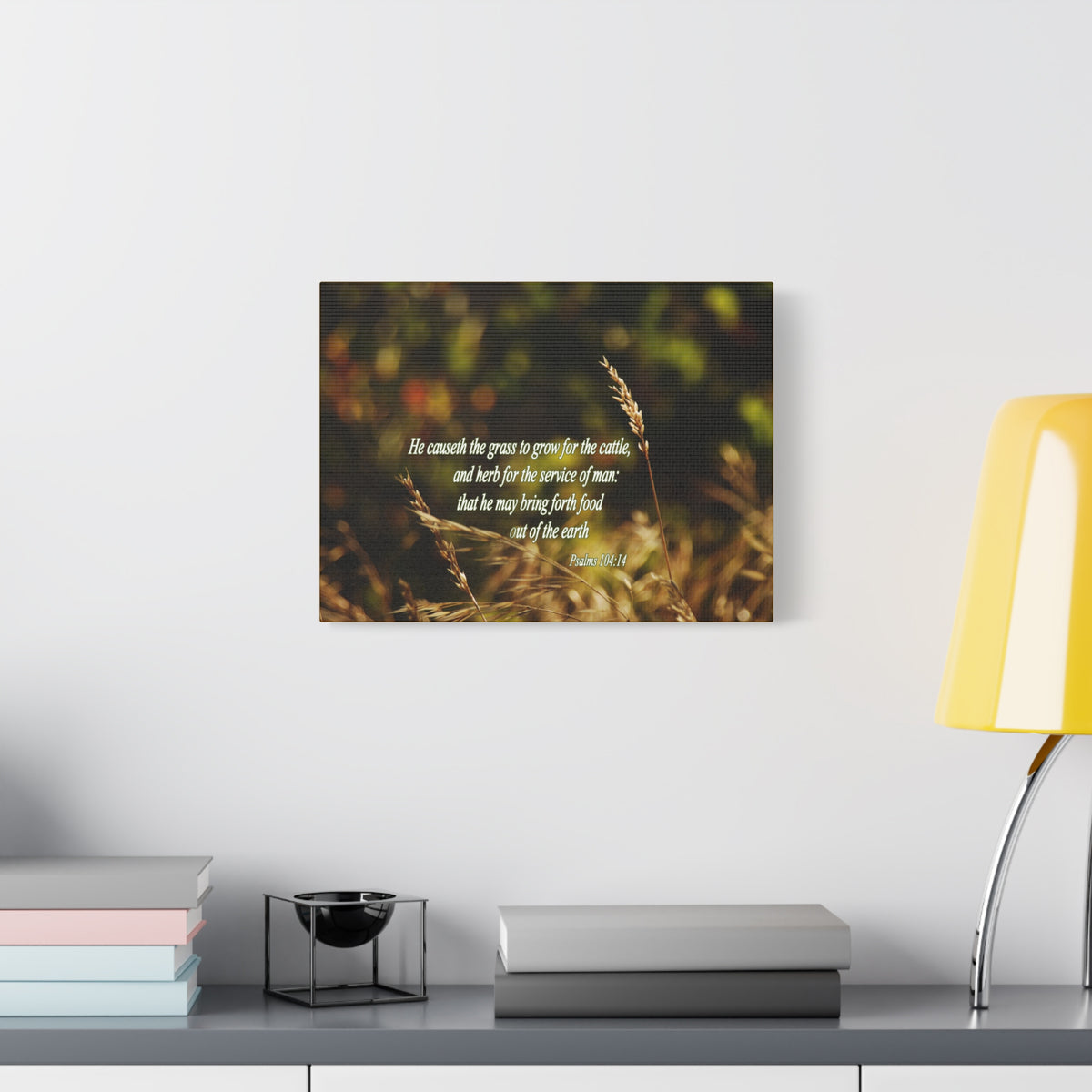 Scripture Canvas He May Bring Forth Psalms 104:14 Christian Wall Art Bible Verse Print Ready to Hang