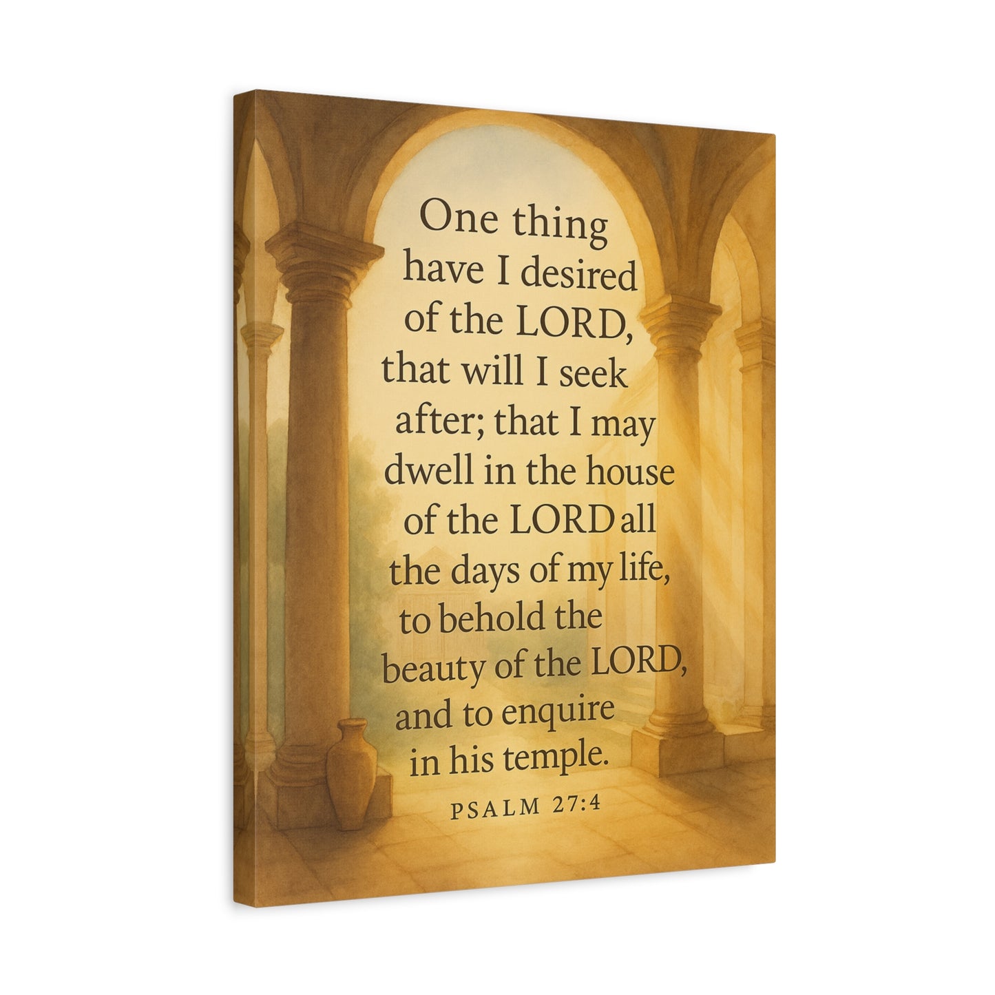 Bible Verse Canvas Psalm 27:4 Christian Home Décor Wall Art Scripture Ready to Hang Faith Print