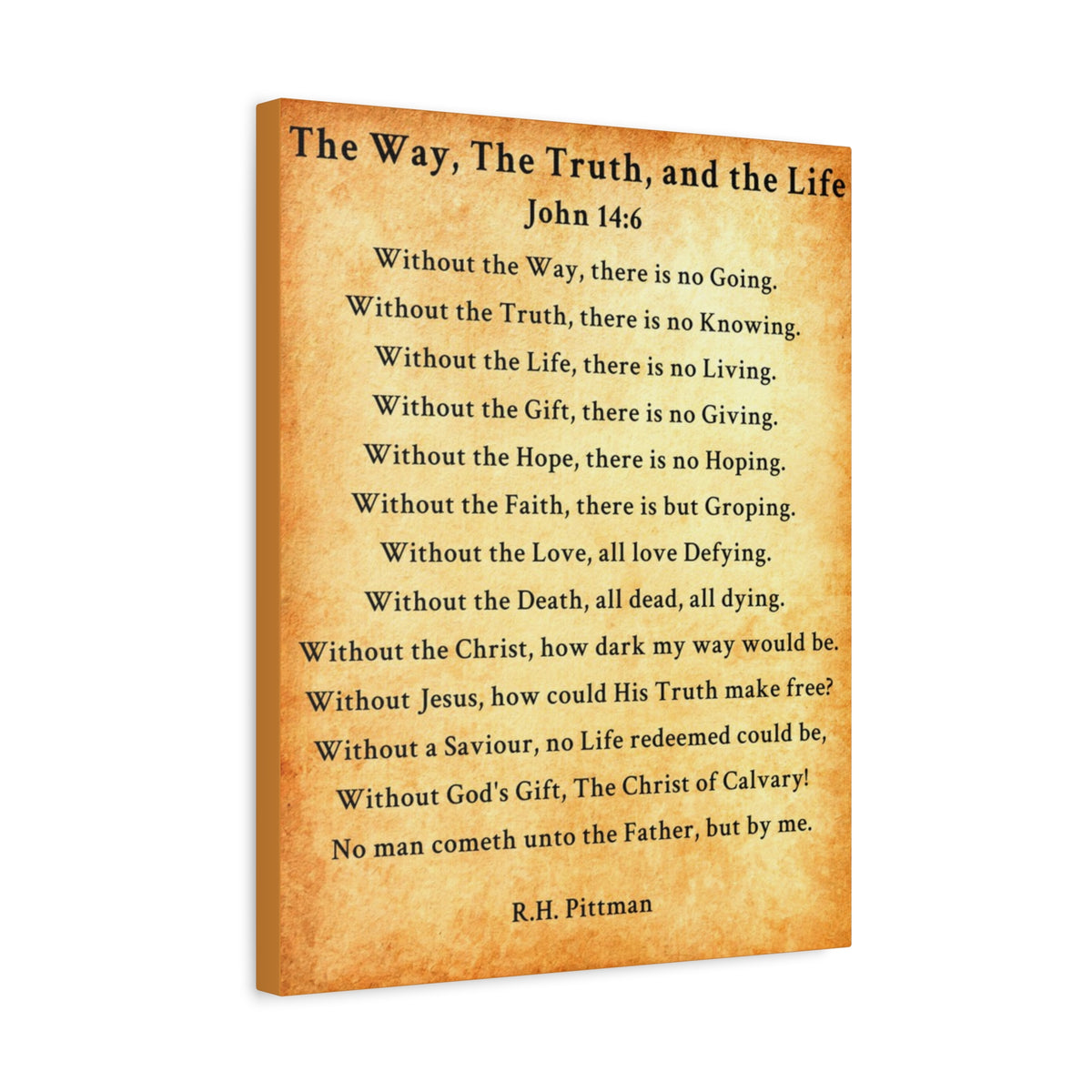 Scripture Walls Way Truth Life John 14:6 Gold Bible Verse Canvas Christian Wall Art Ready to Hang Unframed