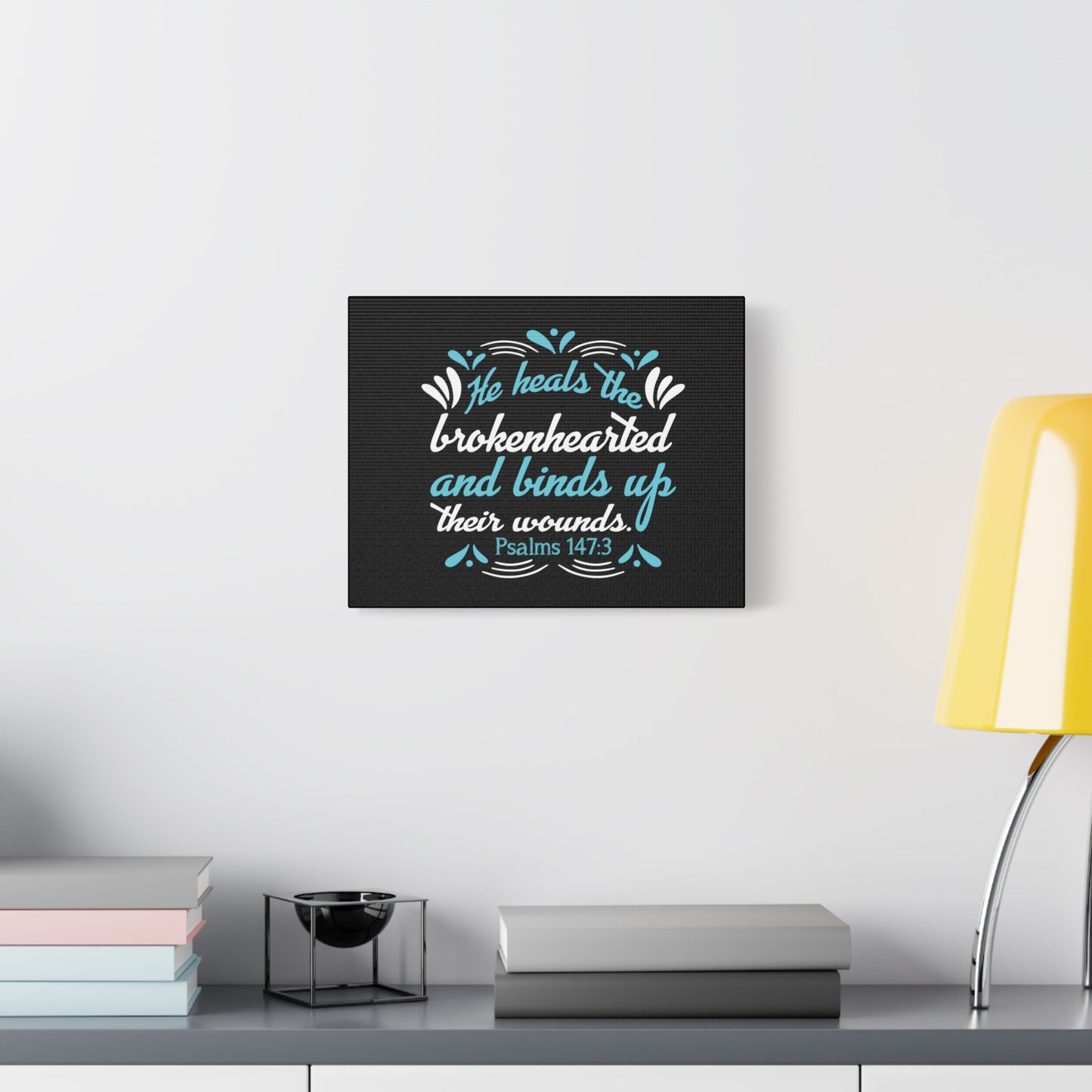 Scripture Canvas He Heals Psalms 147:3 Christian Wall Art Bible Verse Print Ready to Hang