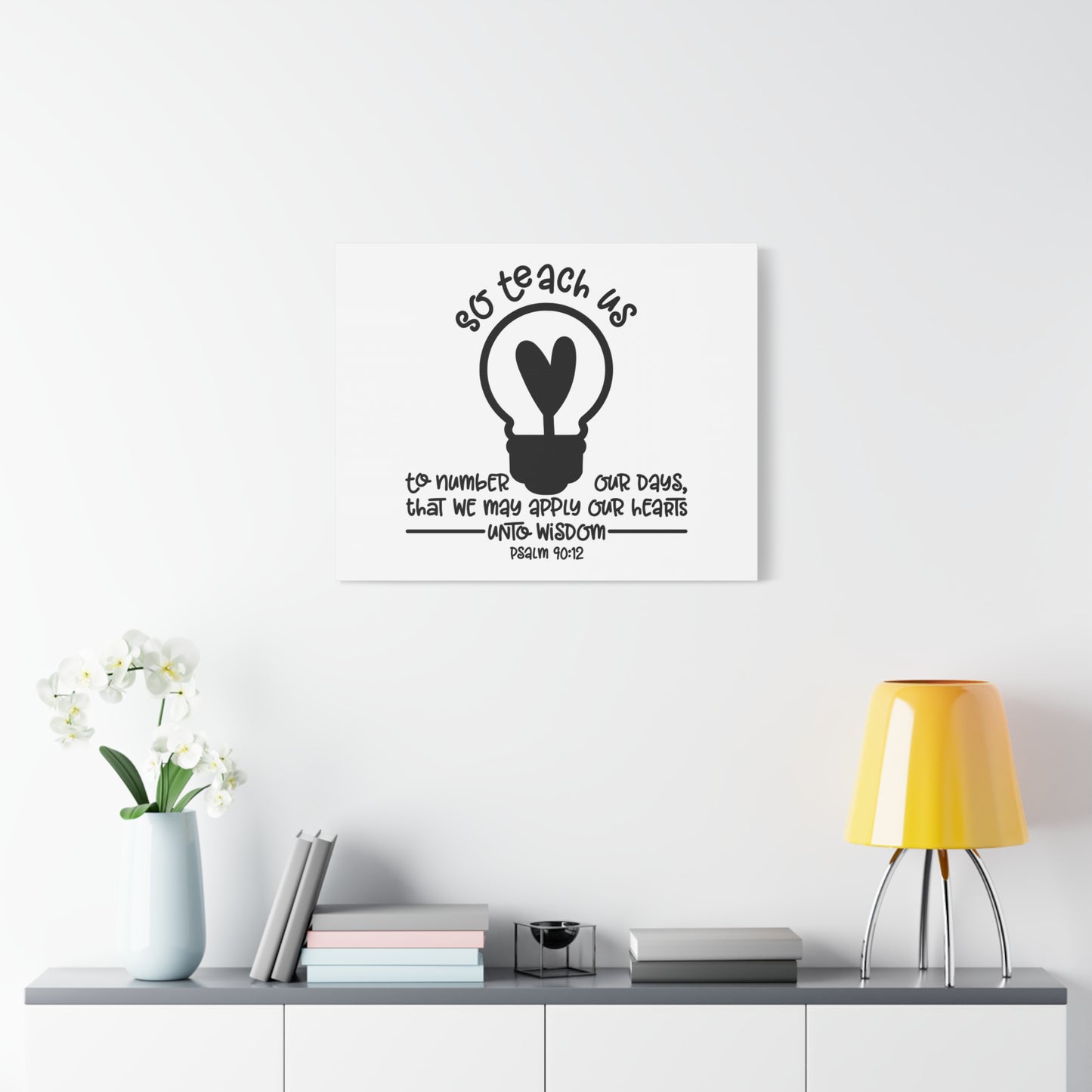 Scripture Canvas Teach Us Psalm 90:12 Christian Wall Art Bible Verse Print Ready to Hang