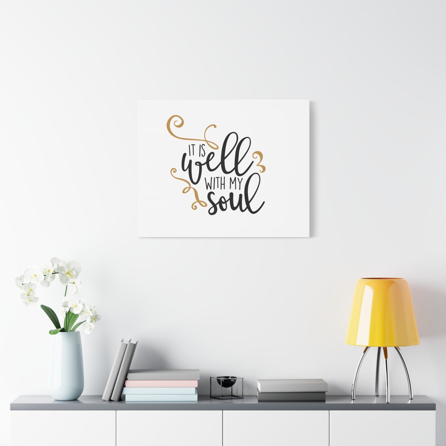 Scripture Canvas It Is Well With My Soul Psalm 42:7 White Christian Wall Art Bible Verse Print Ready to Hang