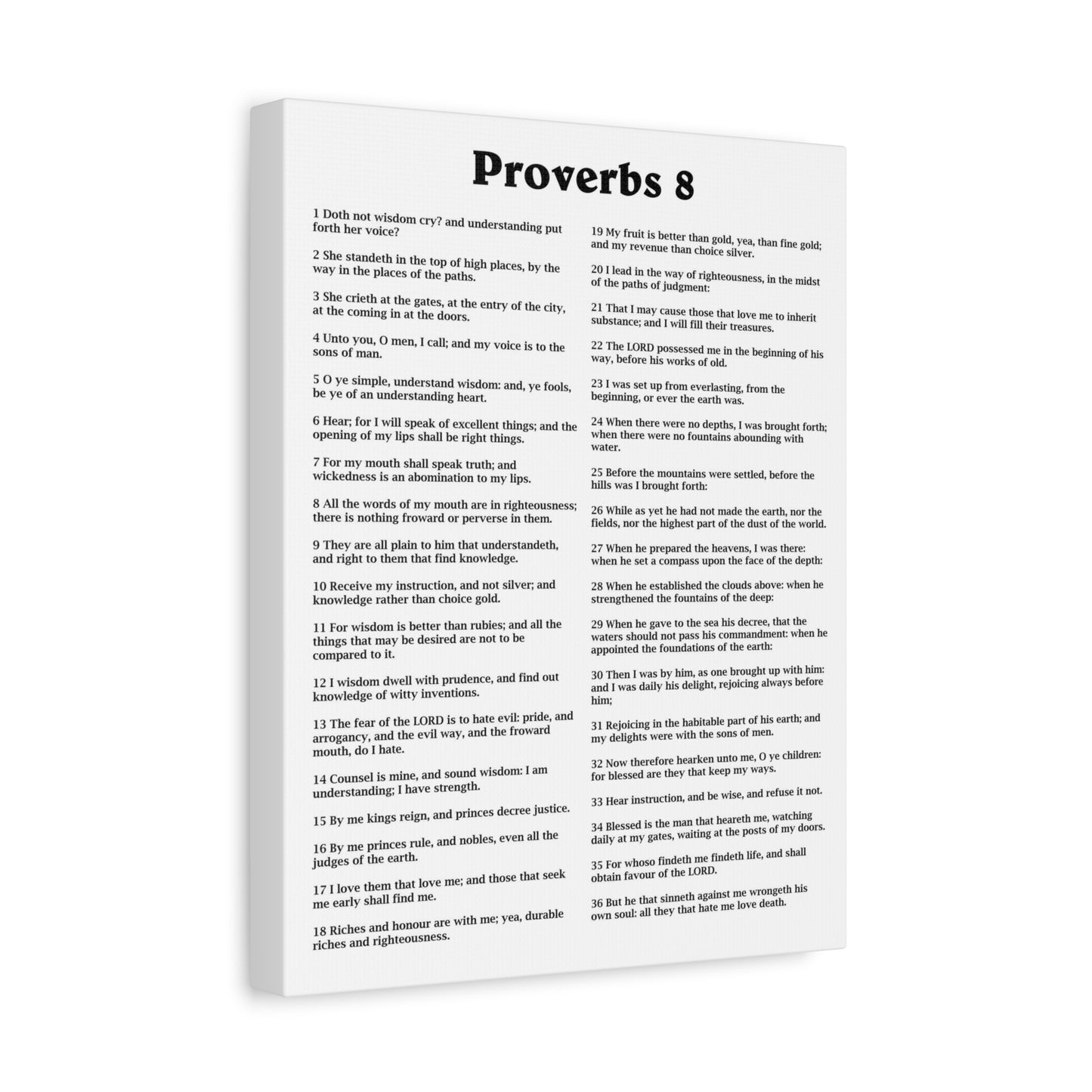 Scripture Walls Proverbs Chapter 8 White Bible Canvas Christian Wall Art Ready to Hang Unframed