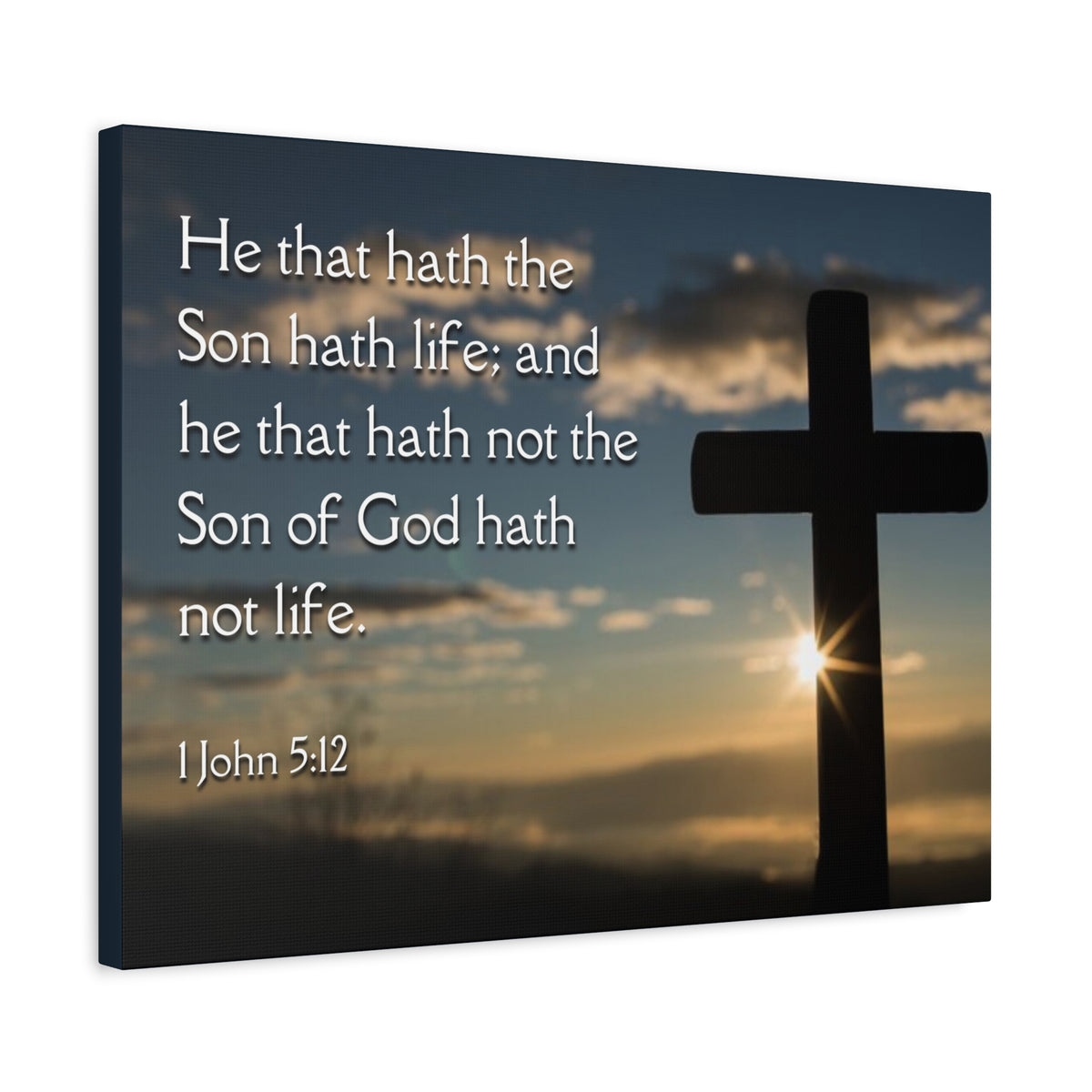 Scripture Canvas Son Of God 1 John 5:12 Christian Wall Art Bible Verse Print Ready to Hang
