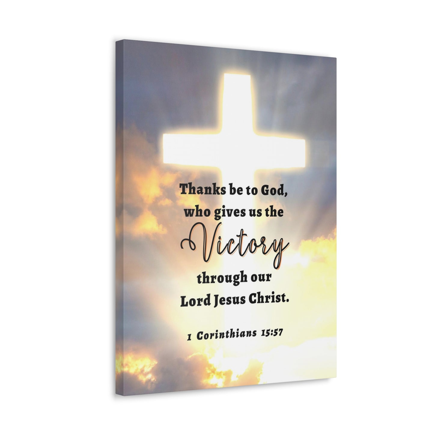 Victory In Christ 1 Corinthians 15:57 Bible Verse Canvas Christian Wall Art Ready to Hang