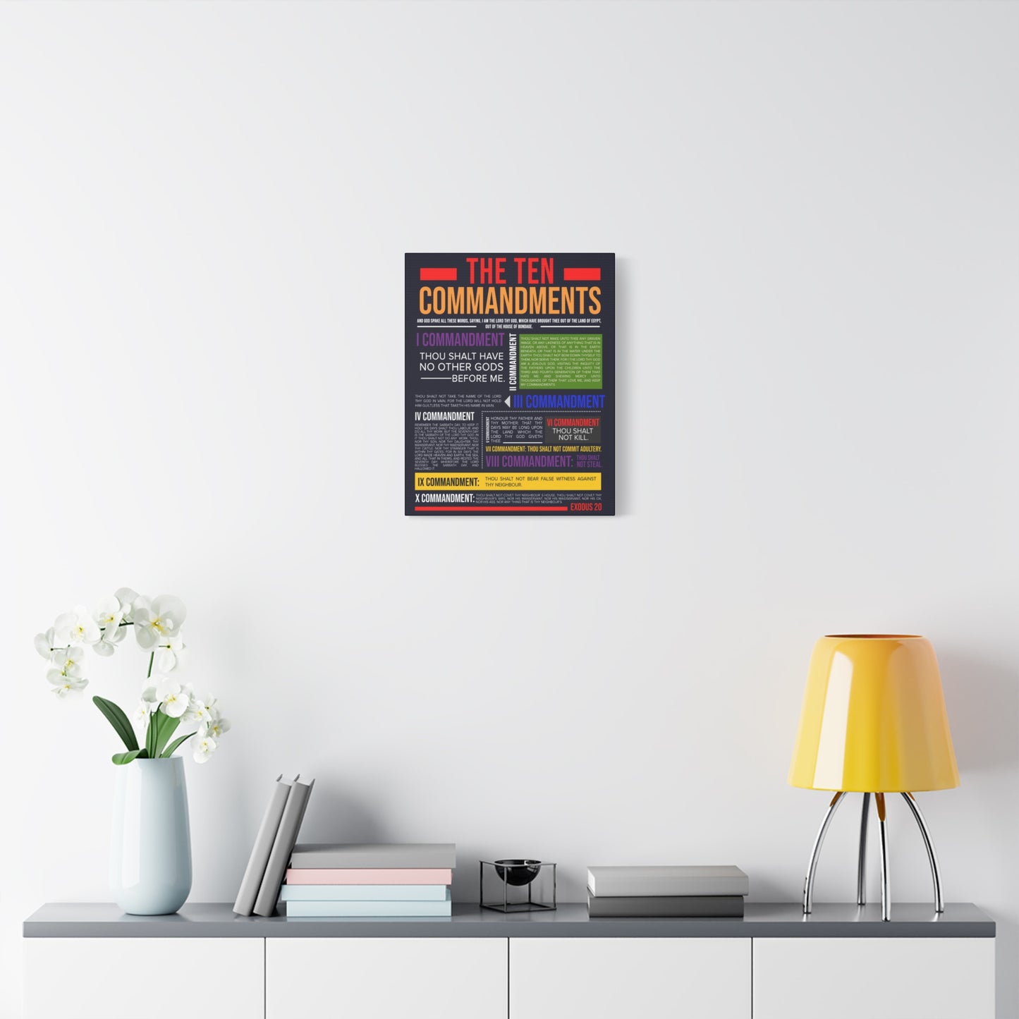 Ten Commandments Canvas Print Scripture Wall Art Christian Home Decor