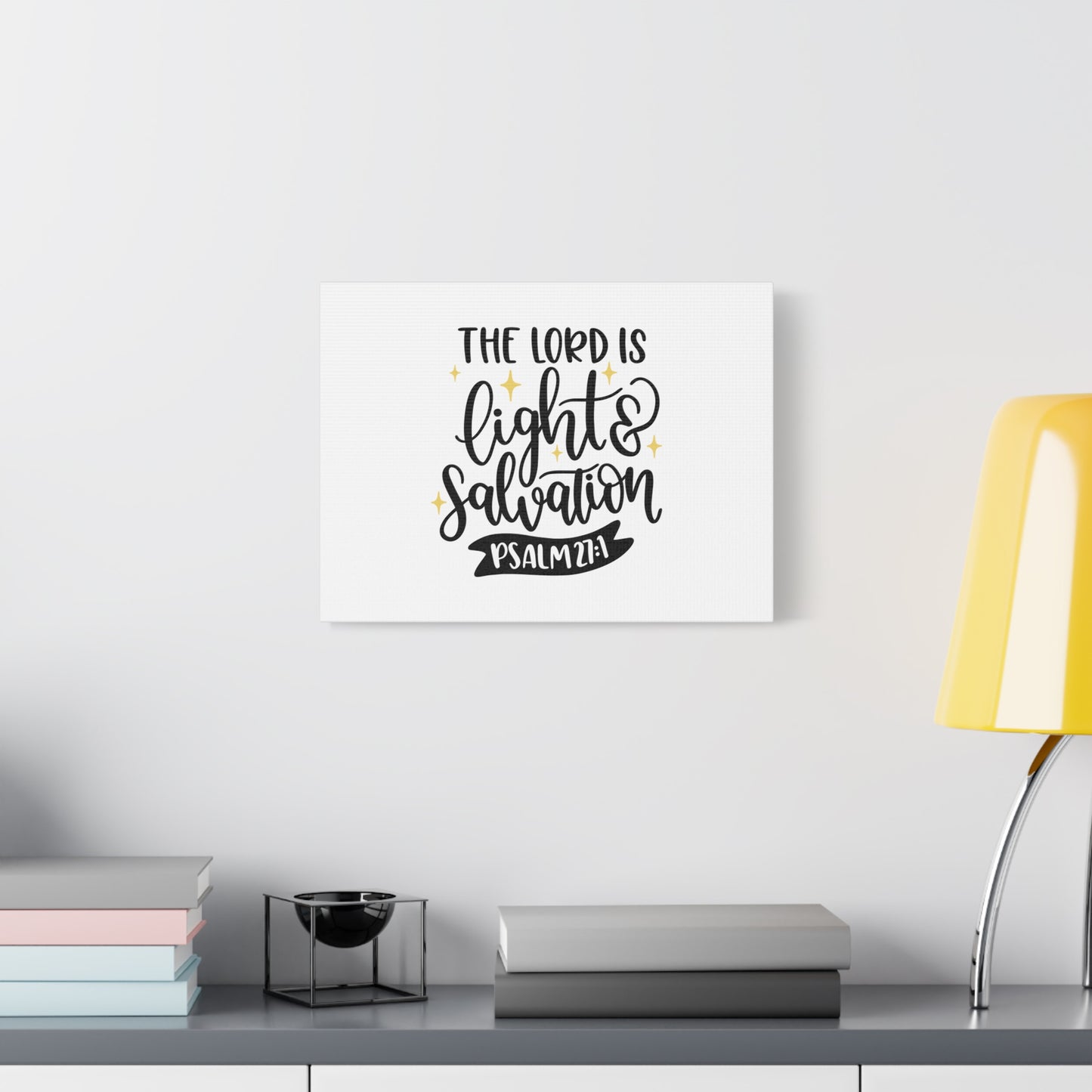 Scripture Canvas Light & Salvation Psalm 27:1 Christian Wall Art Bible Verse Print Ready to Hang
