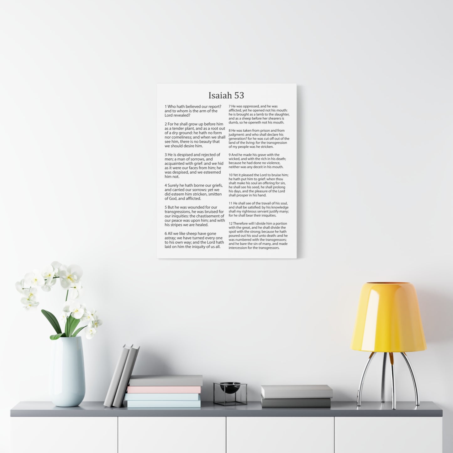 Scripture Walls Isaiah Chapter 53 White Christian Wall Art Print Ready to Hang Unframed