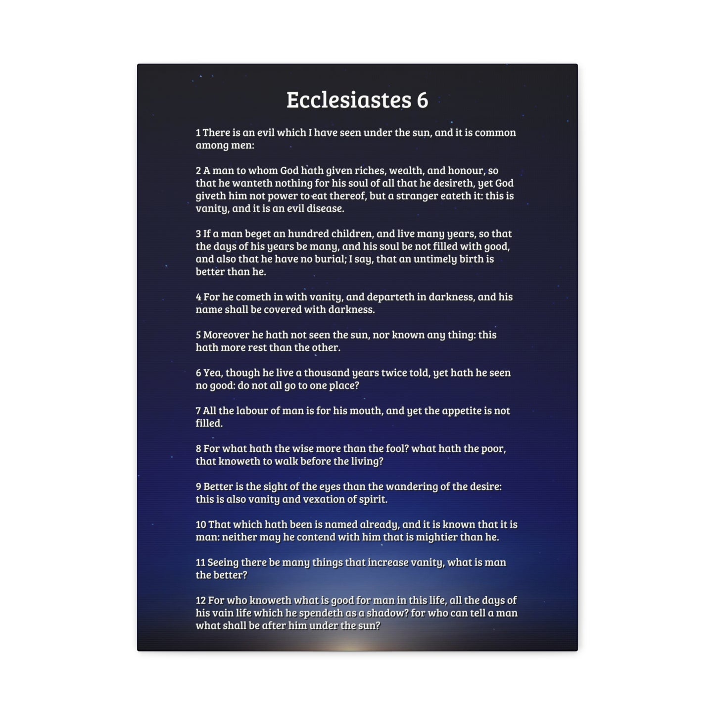 Vanity Of Riches Ecclesiastes 6 Bible Verse Canvas Christian Wall Art Ready to Hang