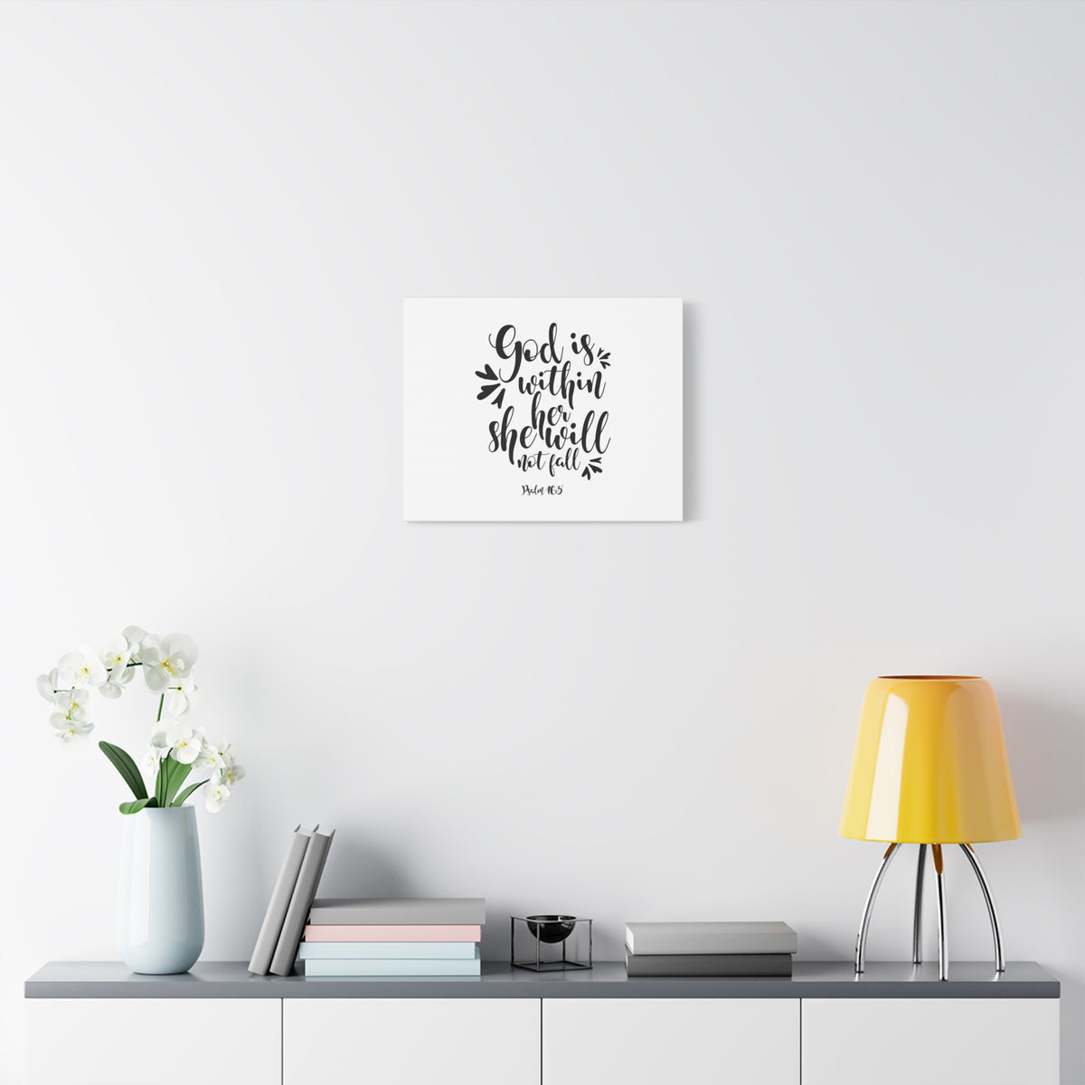 Scripture Canvas Within Her Psalm 46:5 Christian Wall Art Bible Verse Print Ready to Hang