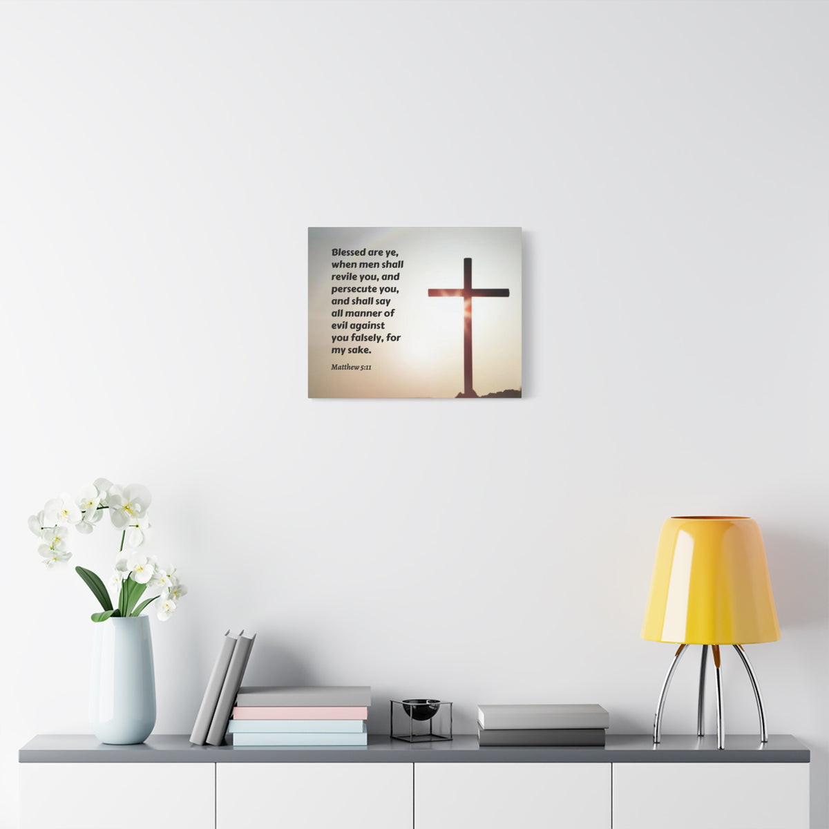 Scripture Canvas All Manner Matthew 5:11 Christian Wall Art Bible Verse Print Ready to Hang