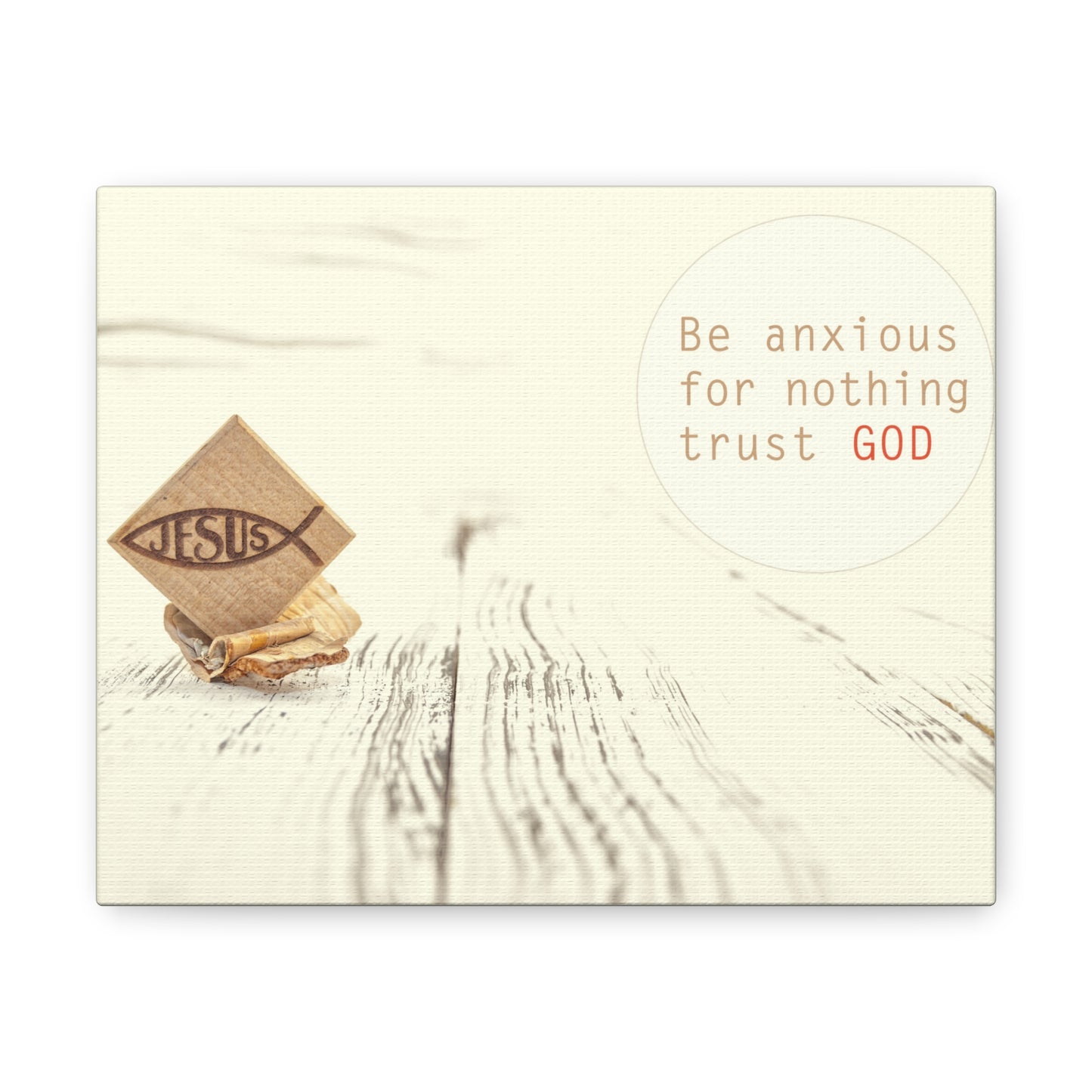 Trust God, Philippians 4:6 Jesus Fish Christian Wall Art Bible Verse Print Ready to Hang