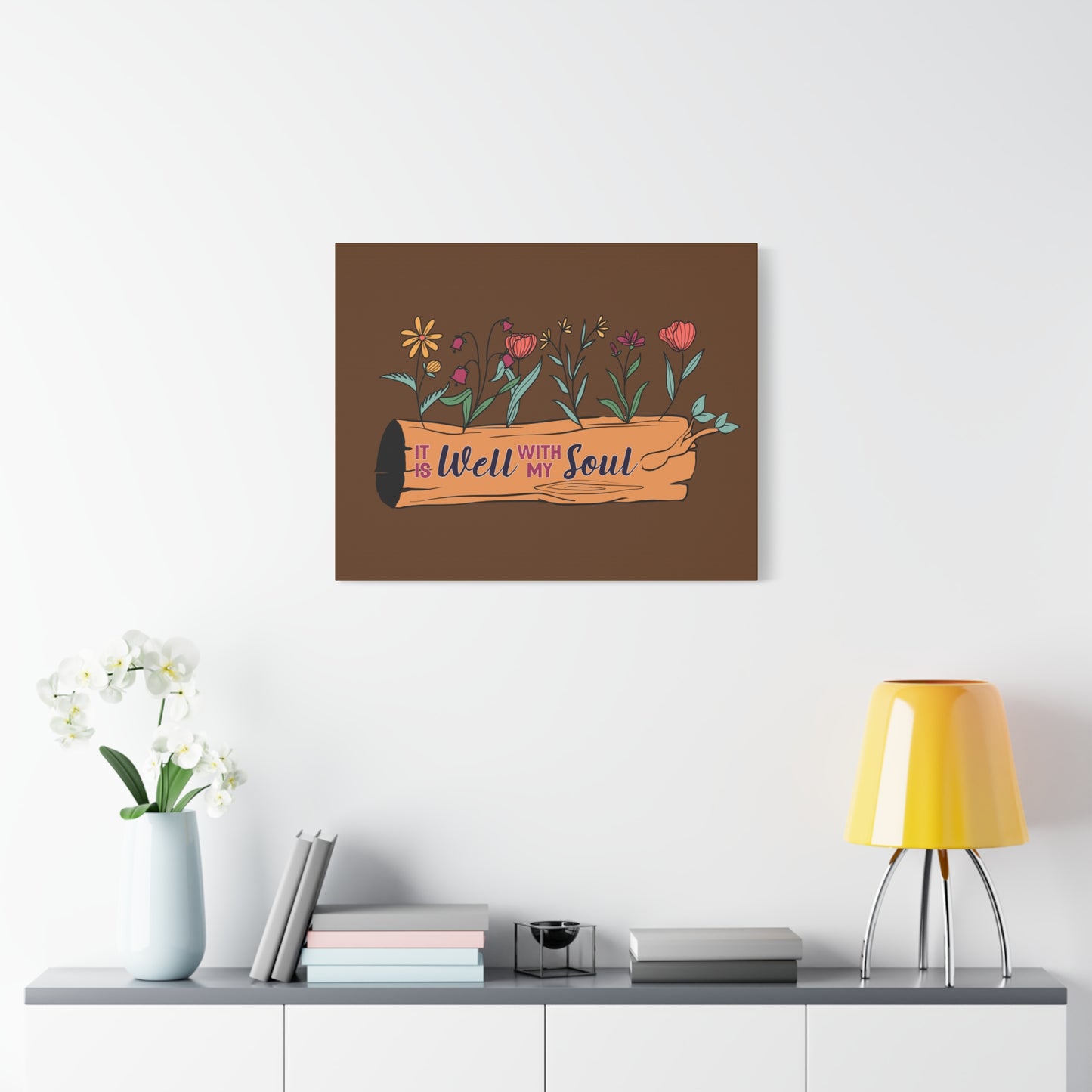 Scripture Canvas With My Soul Flower Psalm 42:7 Christian Wall Art Bible Verse Print Ready to Hang