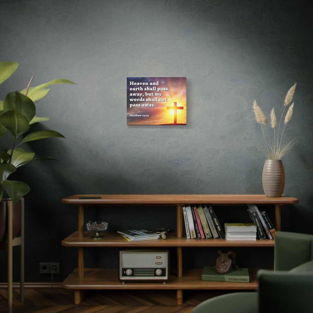 Scripture Canvas My Words Matthew 24:35 Christian Wall Art Bible Verse Print Ready to Hang
