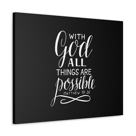 With God All Things Are Possible Matthew 19:26 Black Christian Wall Art Bible Verse Print Ready to Hang