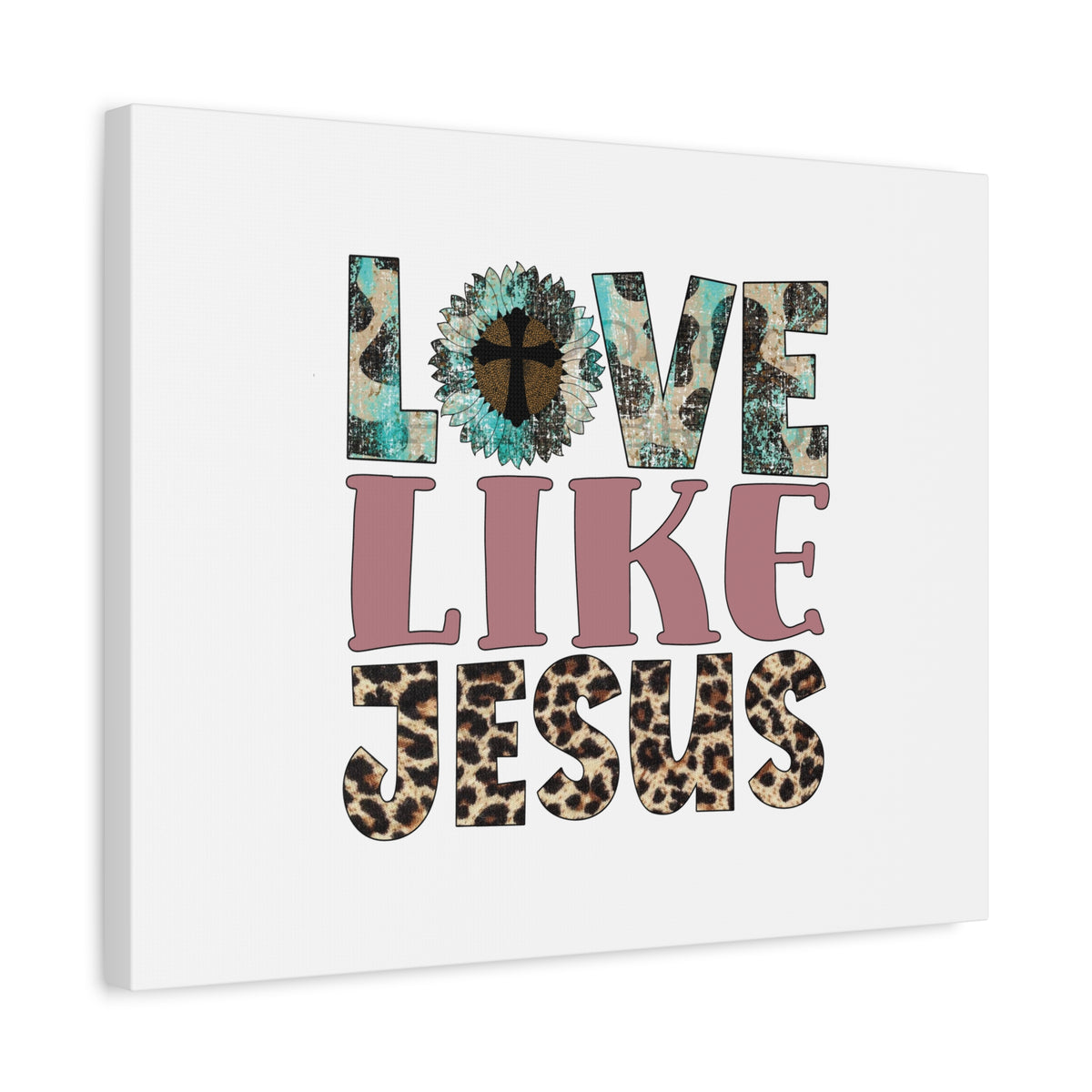 Scripture Canvas Love Like Jesus John 15:12 Blue Flower Christian Wall Art Bible Verse Print Ready to Hang
