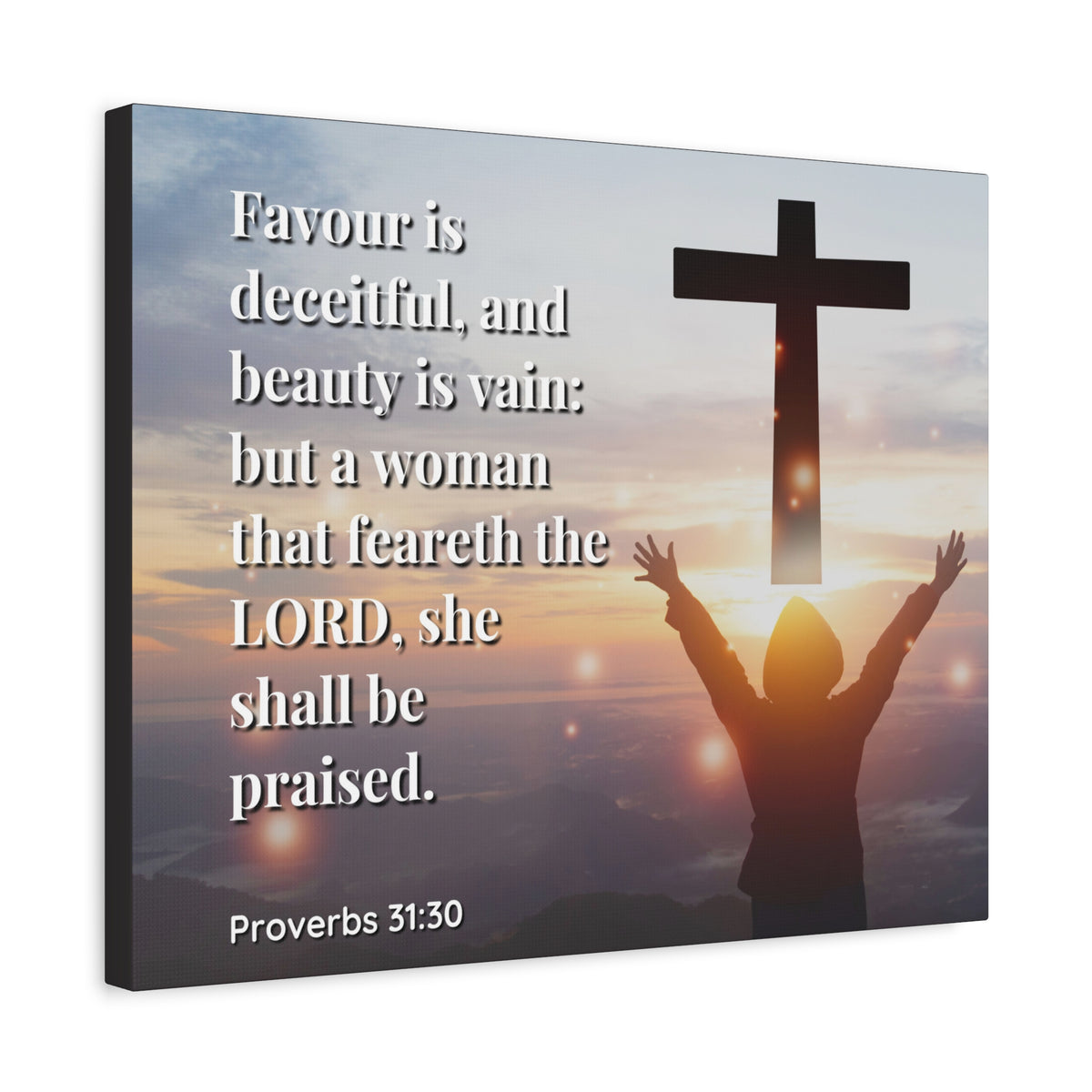 Scripture Canvas Fear The Lord Proverbs 31:30 Christian Wall Art Bible Verse Print Ready to Hang