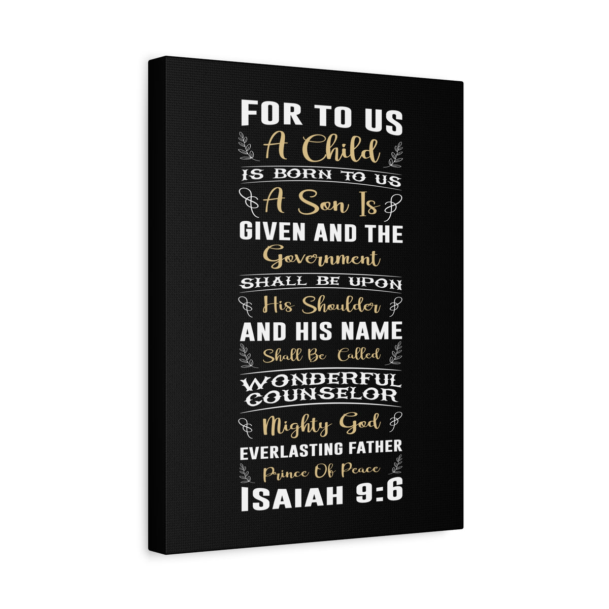 Scripture Canvas Wonderful Isaiah 9:6 Christian Wall Art Bible Verse Print Ready to Hang