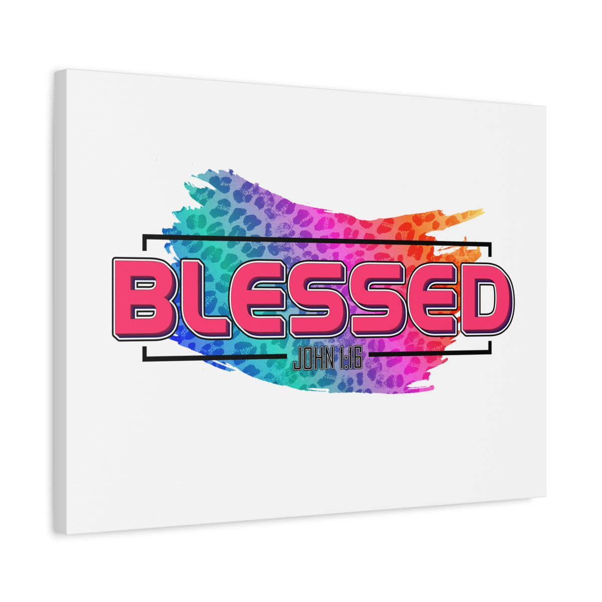 Scripture Canvas Blessed Rainbow John 1:16 Christian Wall Art Bible Verse Print Ready to Hang