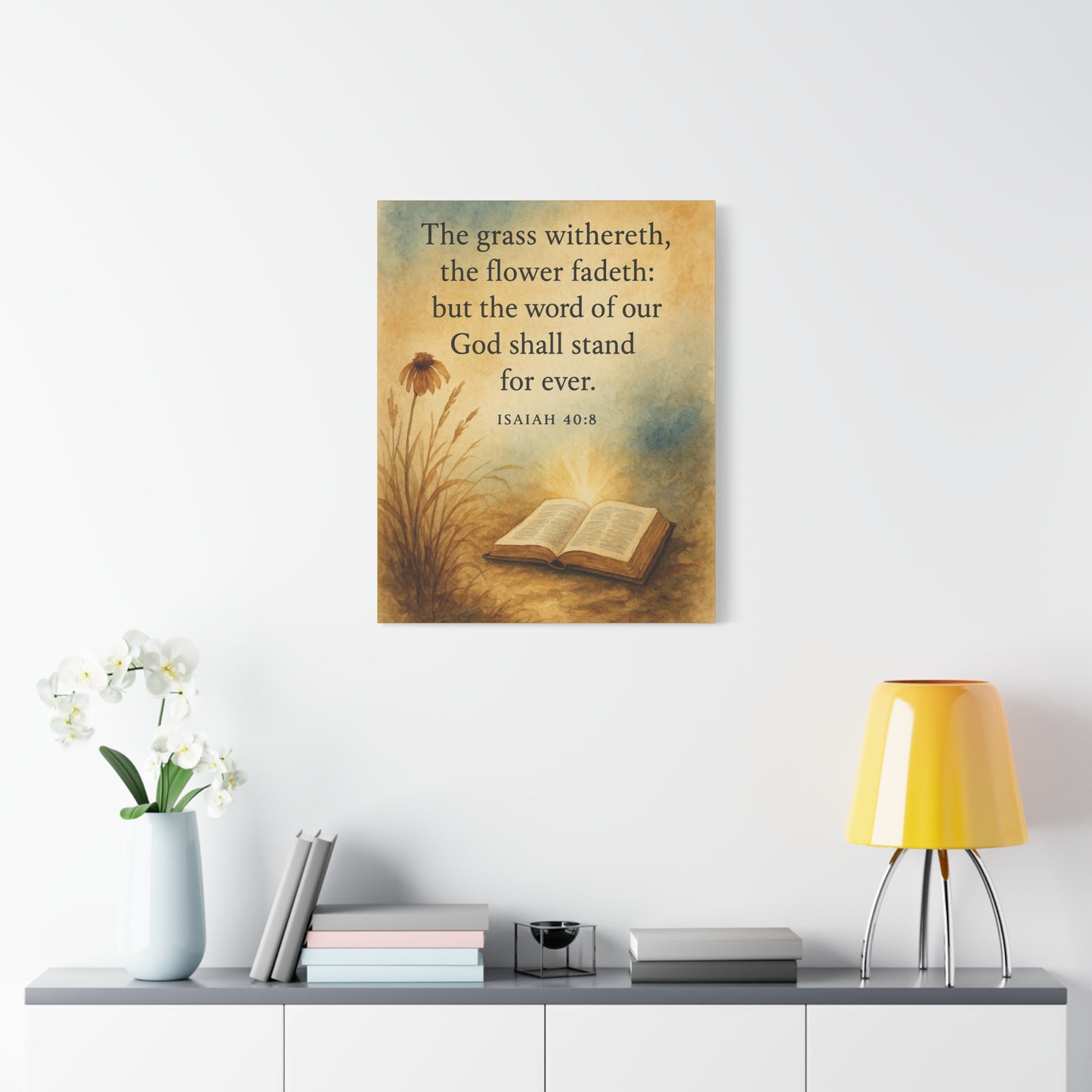 Bible Verse Canvas Isaiah 40:8 Christian Home Décor Wall Art Scripture Ready to Hang Faith Print