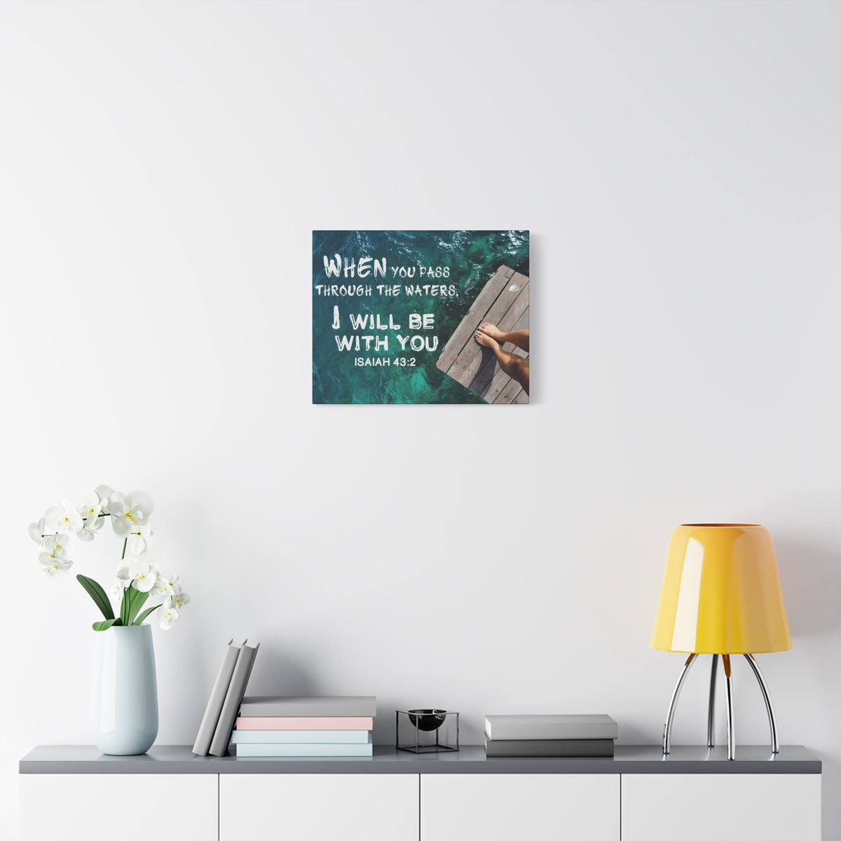 Scripture Canvas Be With You Isaiah 43:2 Christian Wall Art Bible Verse Print Ready to Hang