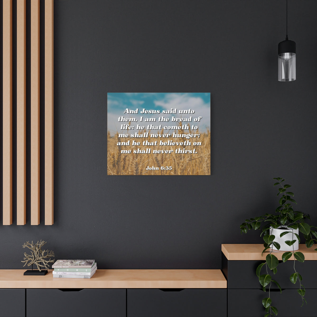 Scripture Canvas Bread Of Life John 6:35 Christian Wall Art Bible Verse Print Ready to Hang