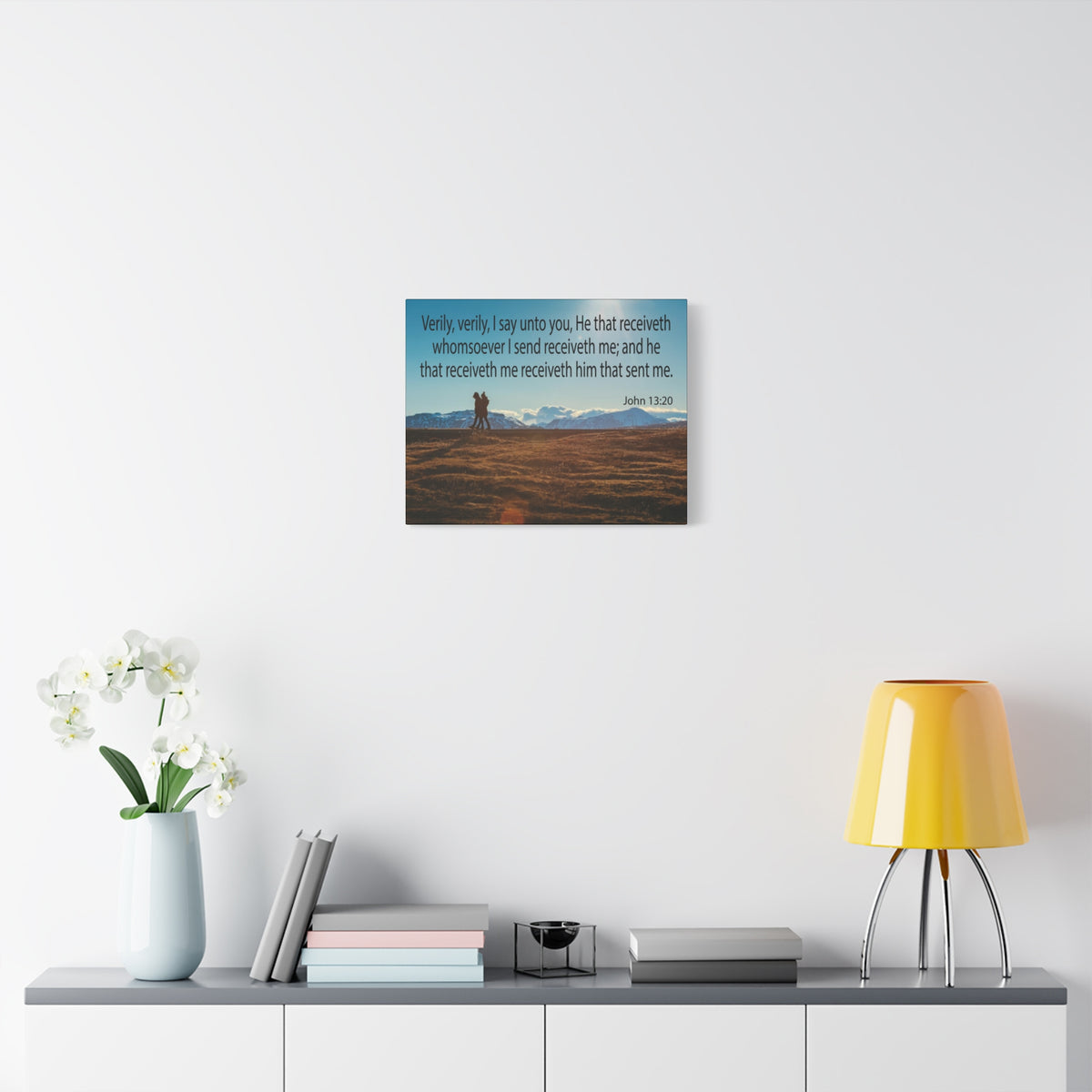 Scripture Canvas I Say Unto You John 13:20 Christian Wall Art Bible Verse Print Ready to Hang