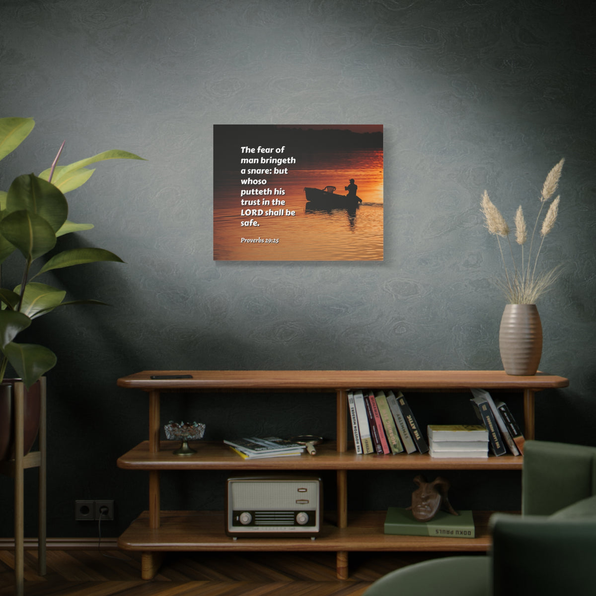 Scripture Canvas Fear Of Man Proverbs 29:25 Christian Wall Art Bible Verse Print Ready to Hang
