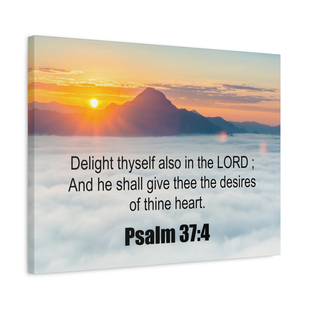 Scripture Canvas Delight Thyself Psalm 37:4 Christian Wall Art Bible Verse Print Ready to Hang
