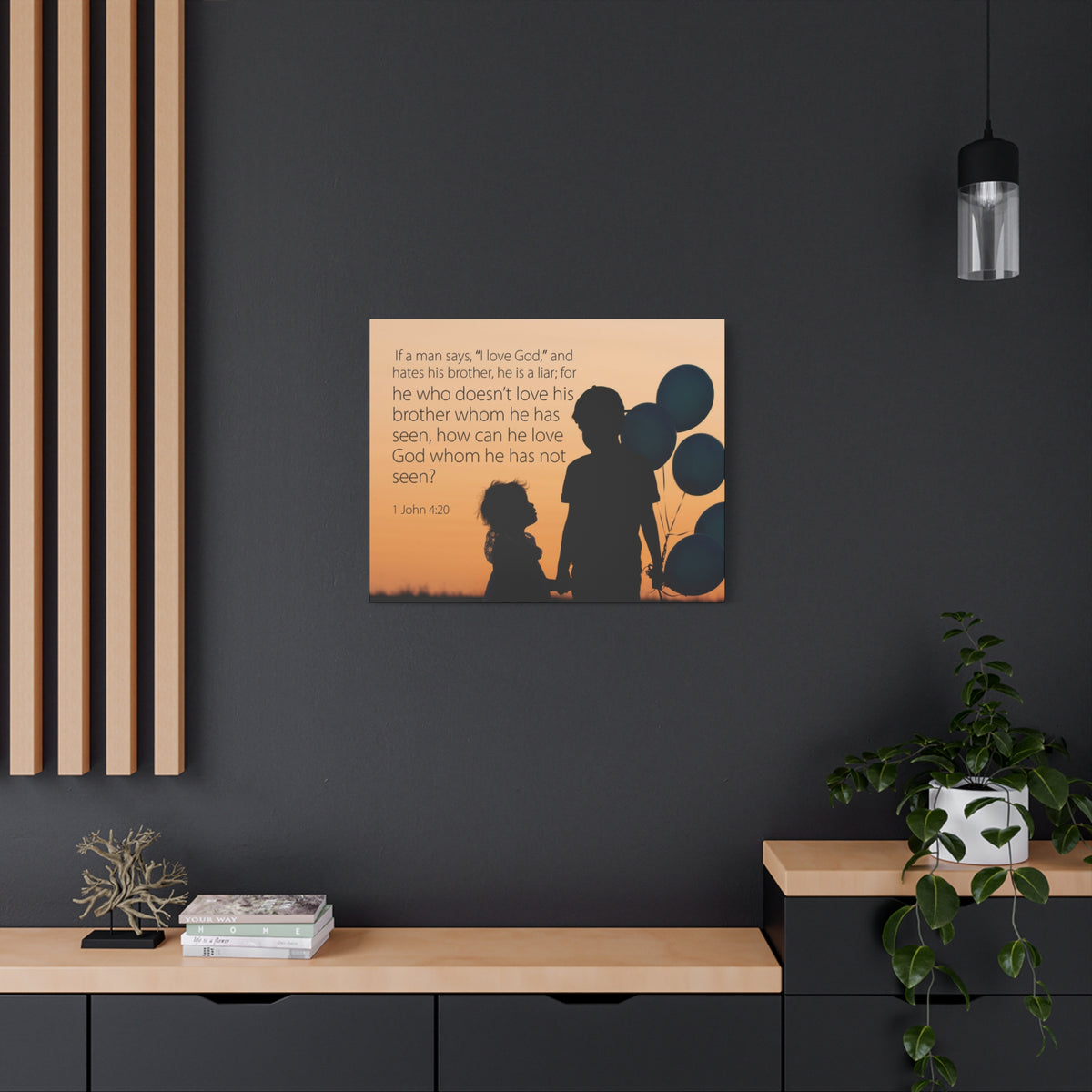 Scripture Canvas I Love God 1 John 4:20 Christian Wall Art Bible Verse Print Ready to Hang