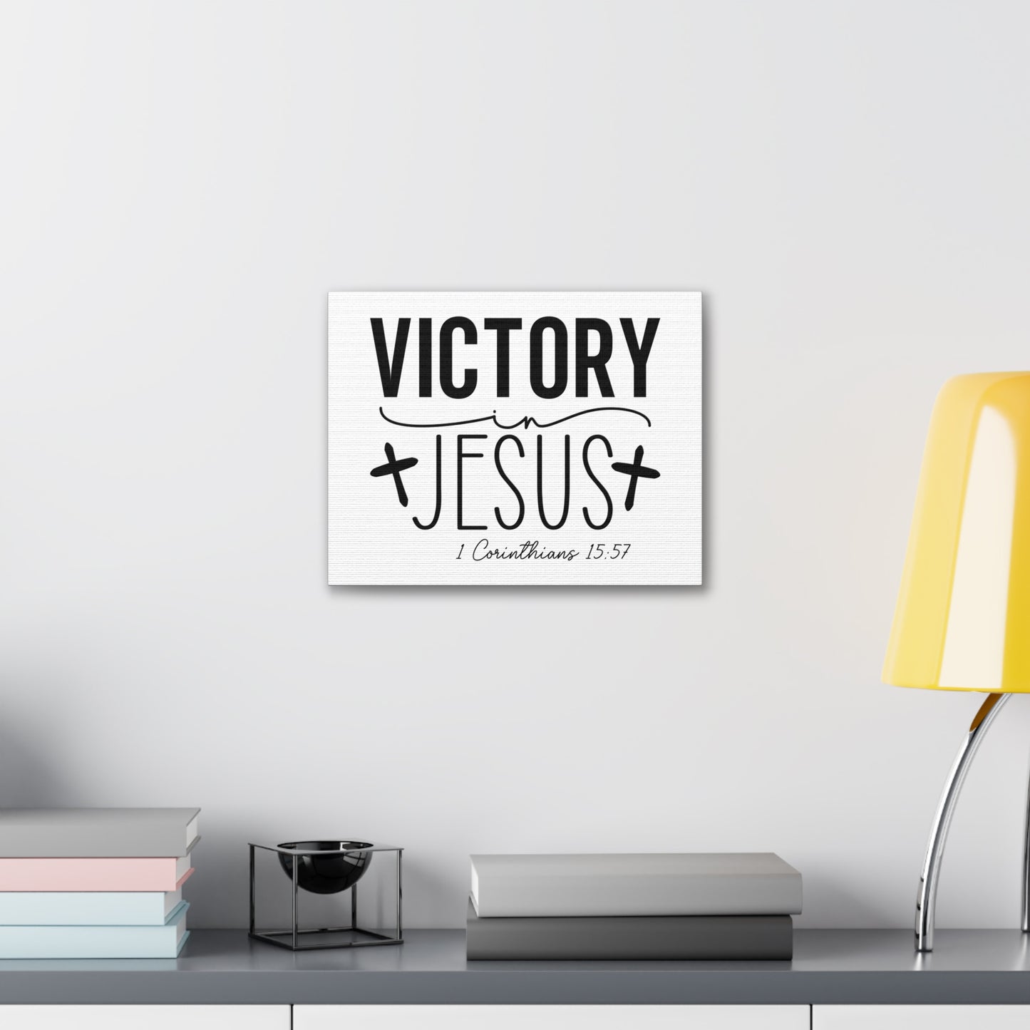 1 Corinthians 15:57 Victory in Jesus Bible Verse Canvas Christian Wall Art Ready to Hang Unframed