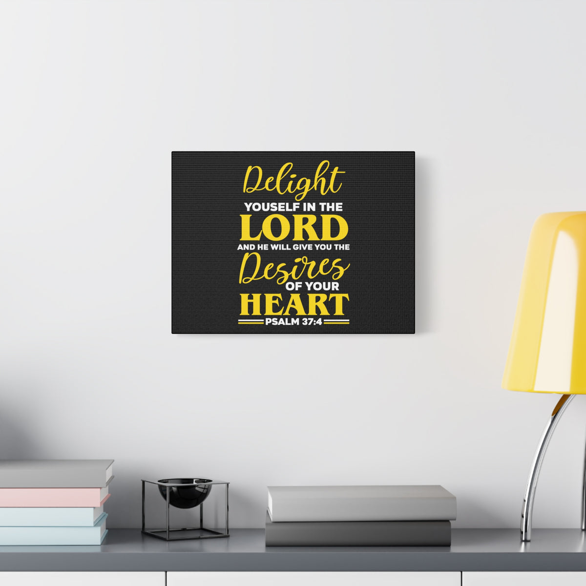 Scripture Canvas Desires Of Your Heart Psalm 37:4 Christian Wall Art Bible Verse Print Ready to Hang
