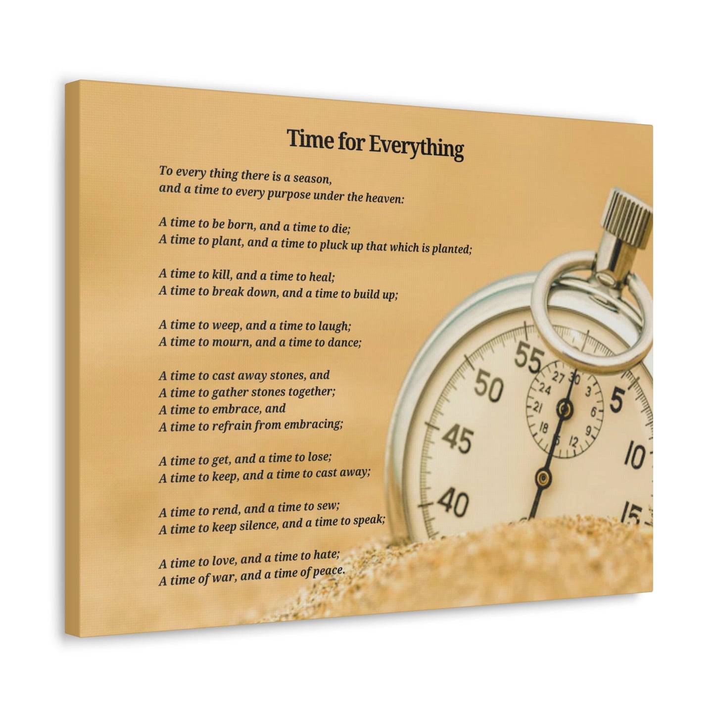 Time For Everything Watch In The Sand Ecclesiastes 3:4 Bible Verse Canvas Christian Wall Art Ready to Hang