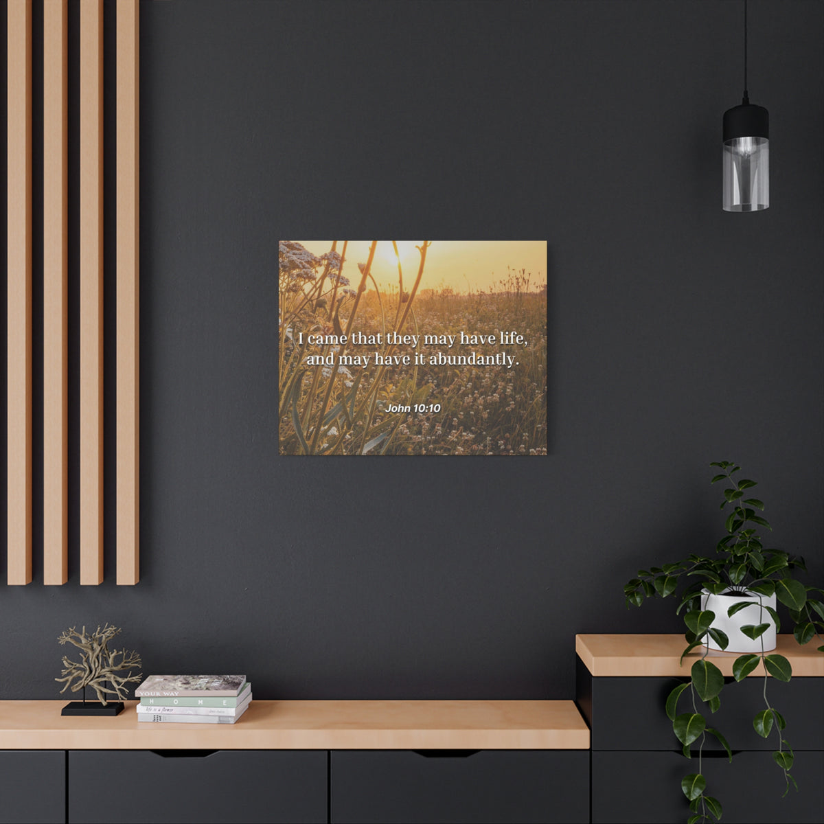 Scripture Canvas Abundantly John 10:10 Christian Wall Art Bible Verse Print Ready to Hang