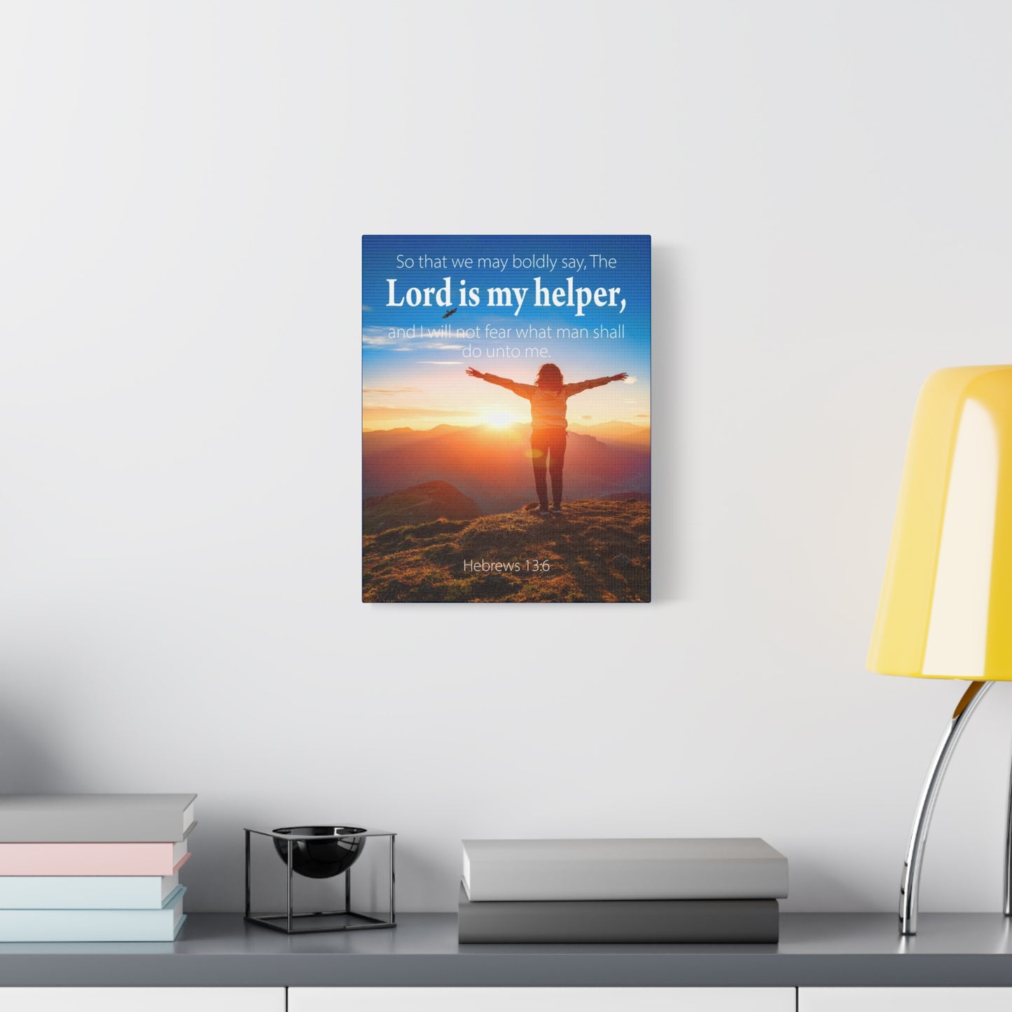 Scripture Walls Lord is My Helper Hebrews 13:6 Bible Verse Canvas Christian Wall Art Ready to Hang Unframed