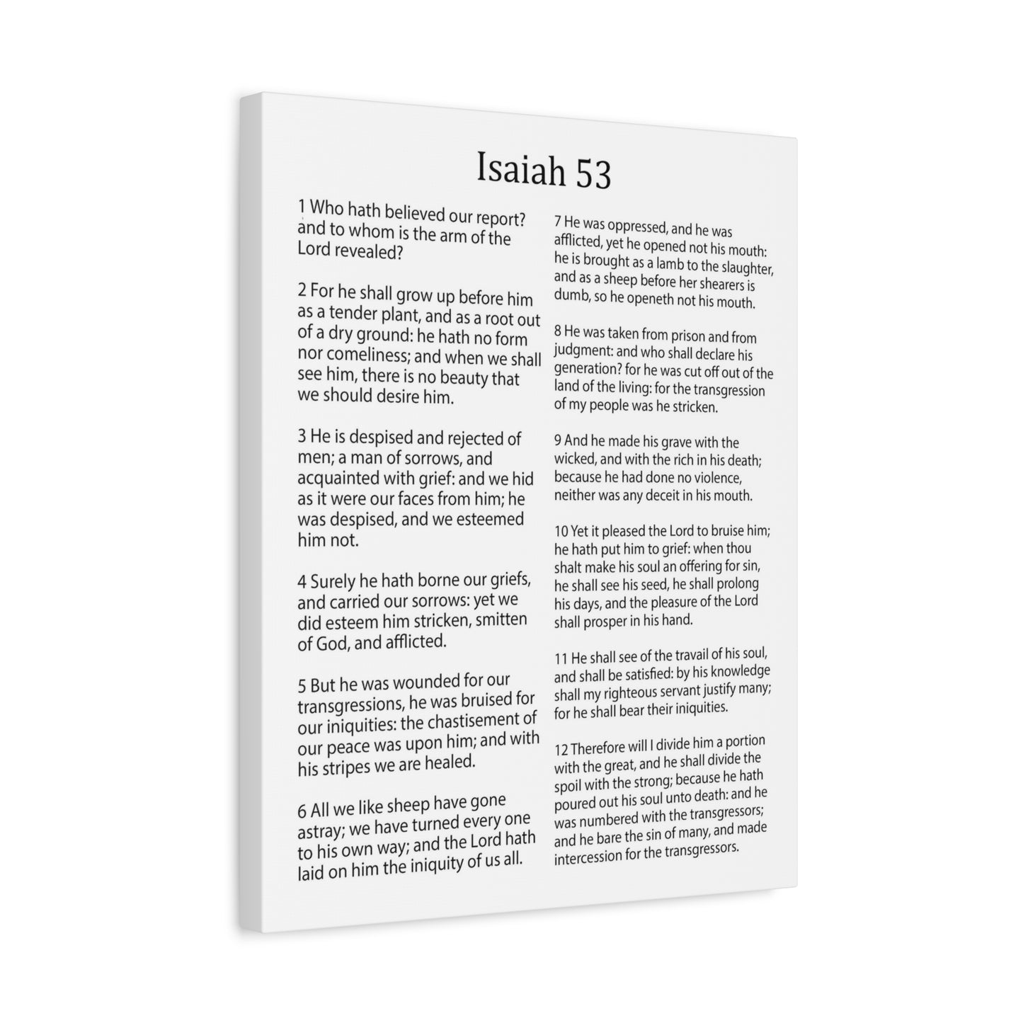Scripture Walls Isaiah Chapter 53 White Christian Wall Art Print Ready to Hang Unframed
