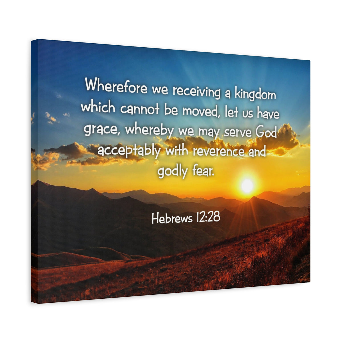 Scripture Canvas Kingdom Hebrews 12:28 KJV Christian Wall Art Bible Verse Print Ready to Hang