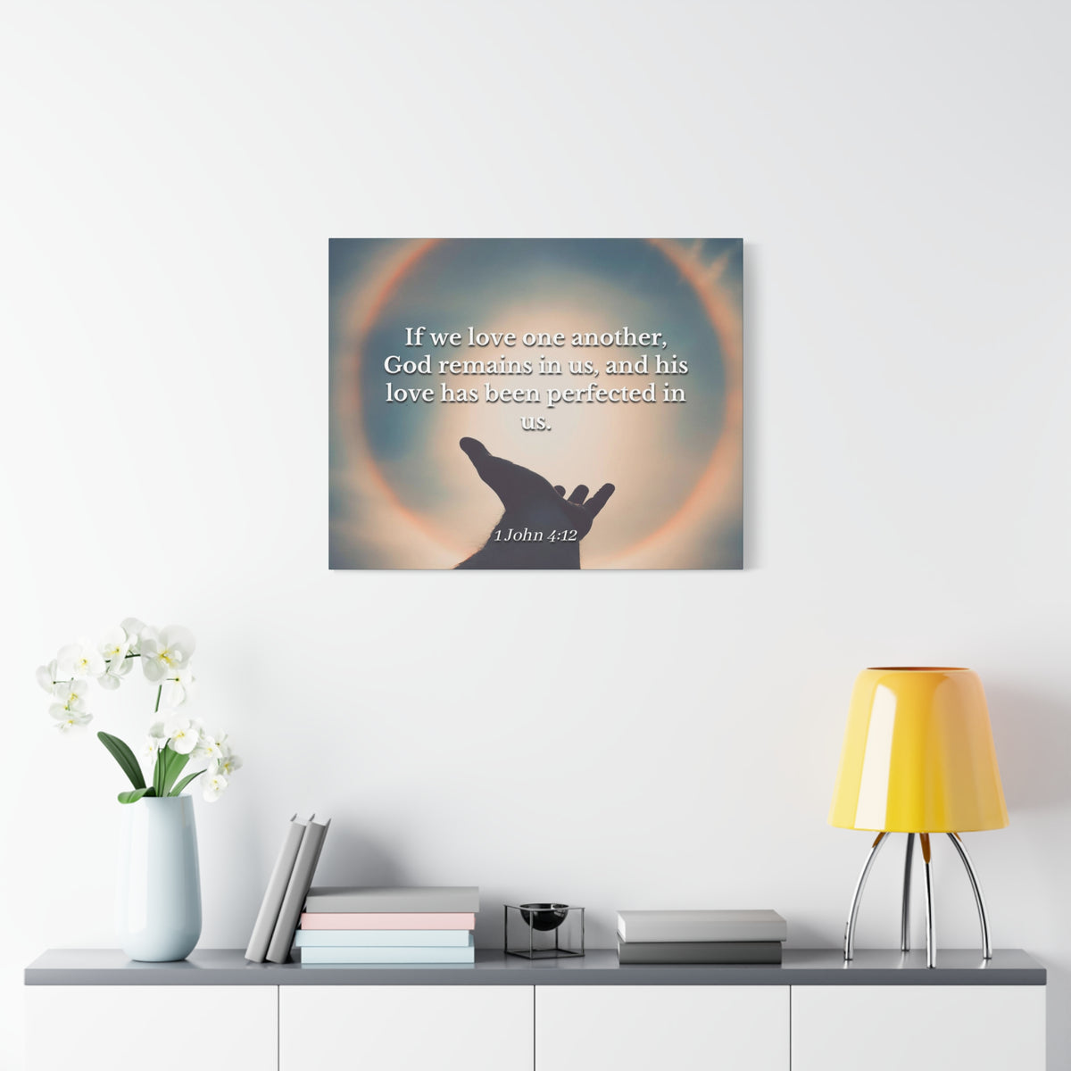 Scripture Canvas Love Is Perfect 1 John 4:12 Christian Wall Art Bible Verse Print Ready to Hang