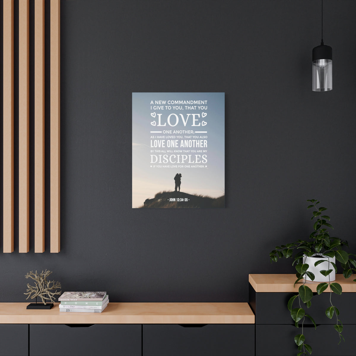 Scripture Canvas Love One Another John 13:34-35 Christian Wall Art Bible Verse Print Ready to Hang