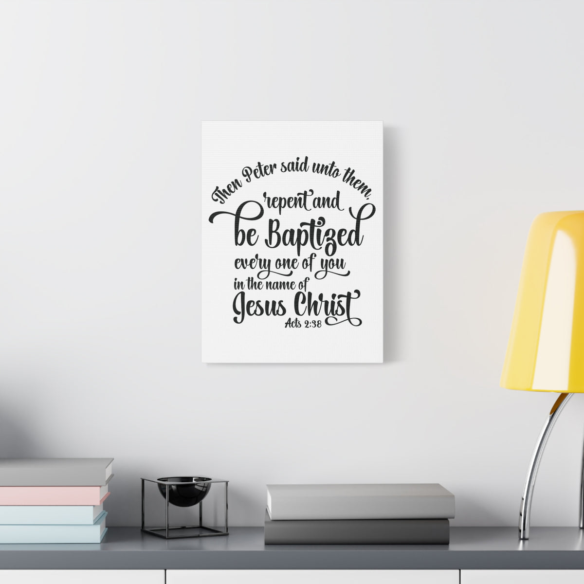 Scripture Canvas Name Of Jesus Acts 2:38 Christian Wall Art Bible Verse Print Ready to Hang