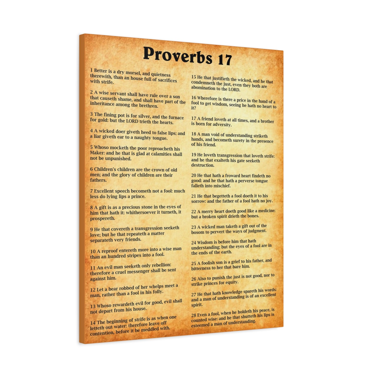 Scripture Walls Proverbs Chapter 17 Gold Bible Canvas Christian Wall Art Ready to Hang Unframed