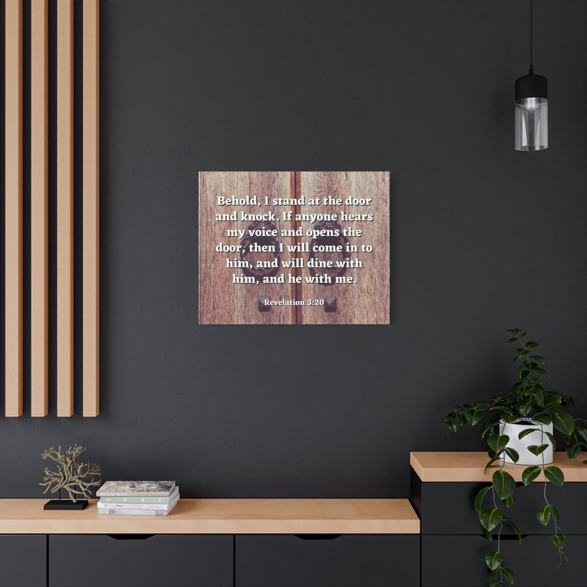 Scripture Canvas My Voice Revelation 3:20 Christian Wall Art Bible Verse Print Ready to Hang