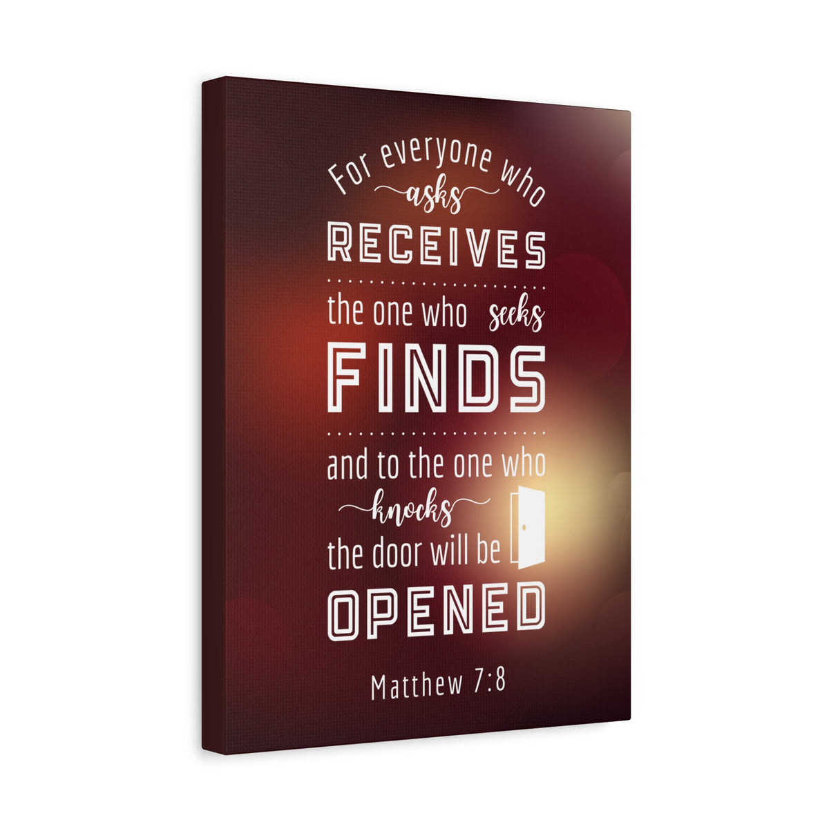 Scripture Canvas The One Who Seeks Matthew 7:8 Christian Wall Art Bible Verse Print Ready to Hang
