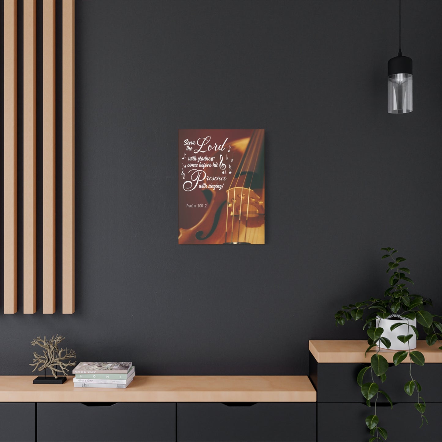 Scripture Canvas Serve the Lord With Gladness Psalm 100:2 Christian Wall Art Bible Verse Print Ready to Hang