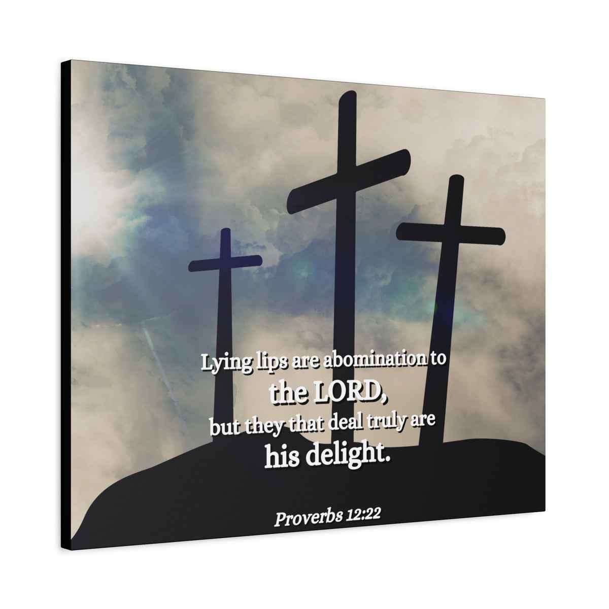 Scripture Canvas Lying Lips Proverbs 12:22 Christian Wall Art Bible Verse Print Ready to Hang