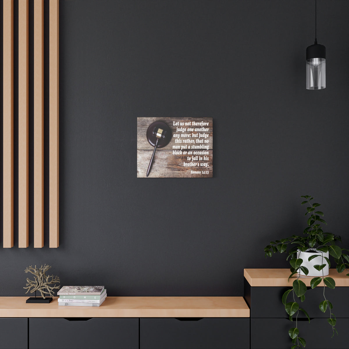 Scripture Canvas Not Judge One Another Romans 14:13 Christian Wall Art Bible Verse Print Ready to Hang